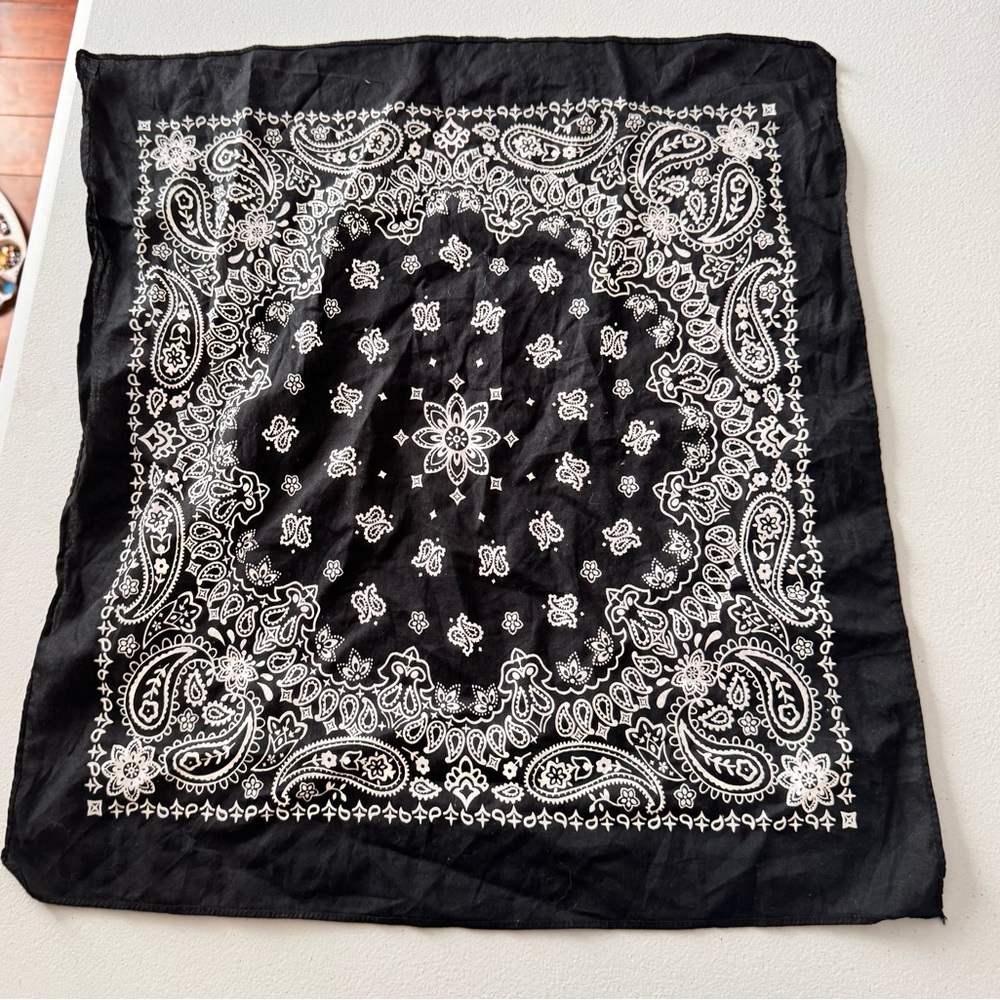 Black & White Paisley Bandana Scarf